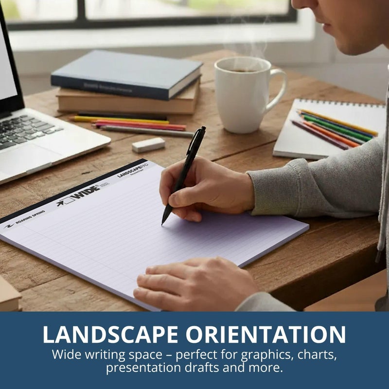 ROARING SPRING Wide Landscape Legal Pad, White, 2 Pads, 11" x 9.5", College-Ruled with Margin, 20 lb Recycled Paper, 40 Perforated Sheets, Made in USA - Image 2